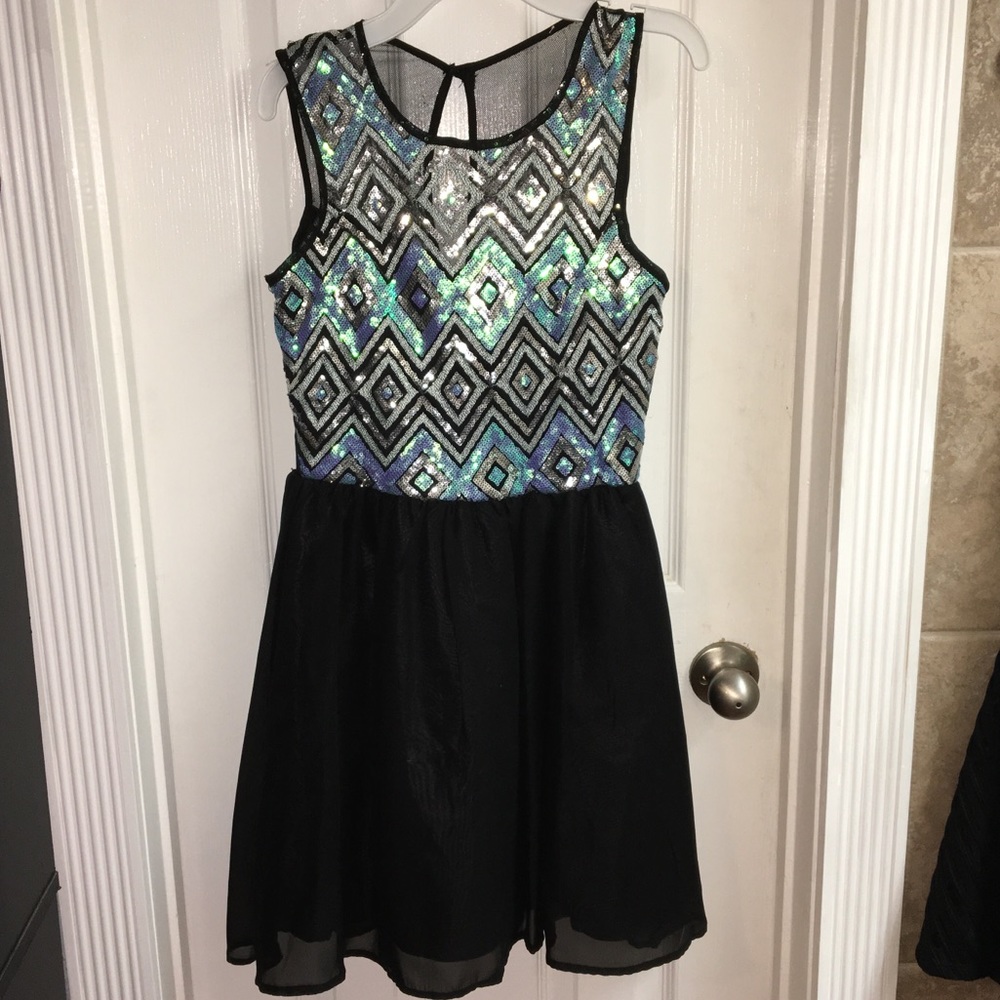Sequin Top/Sheer Back Party Dress